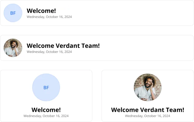 The Welcome widget, showing a Seller portrait and welcome text