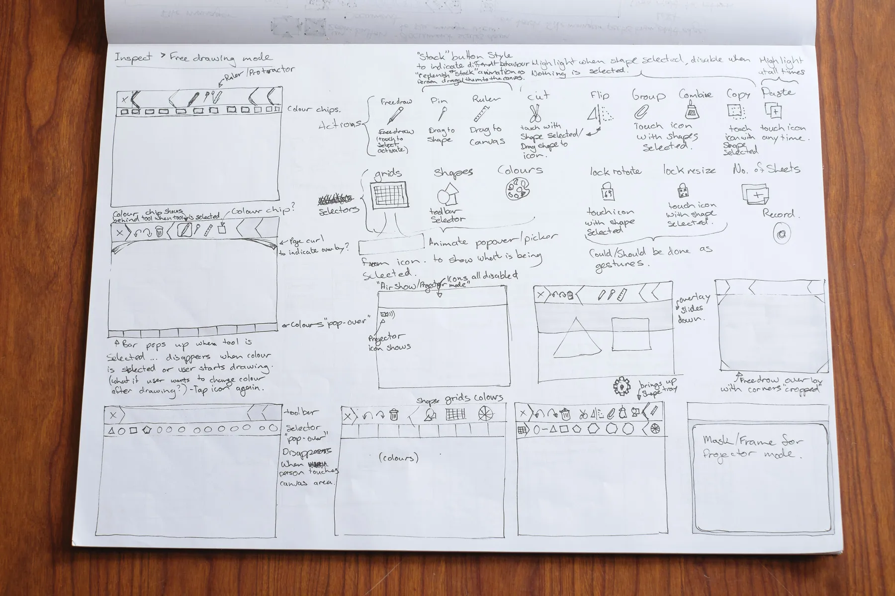Sketching toolbars and icons